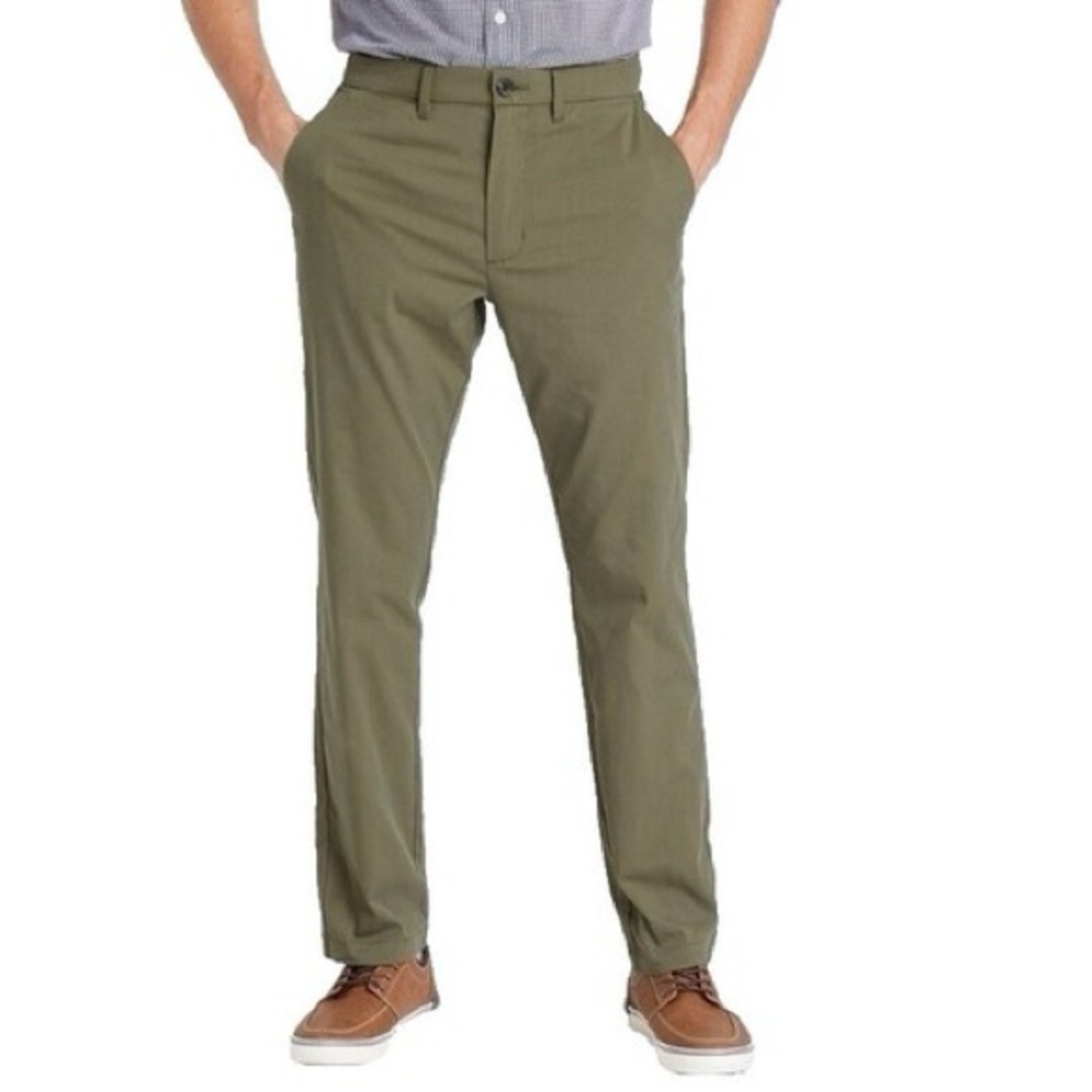 Cremieux Comfort Stretch Madison 38X32 army green flat front mens chino pants